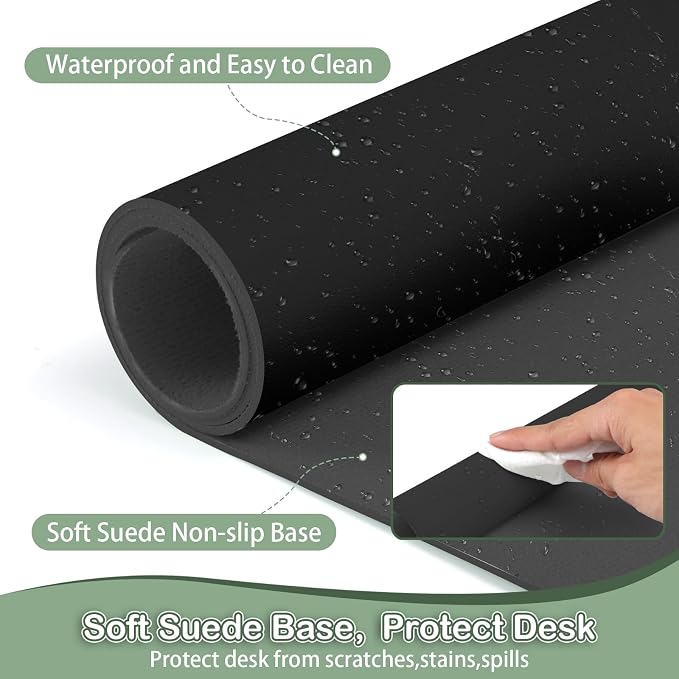 Boutilon Leather Desk Pad Protector, Non-Slip Mouse Pad, Laptop Desk Pad - Image 4