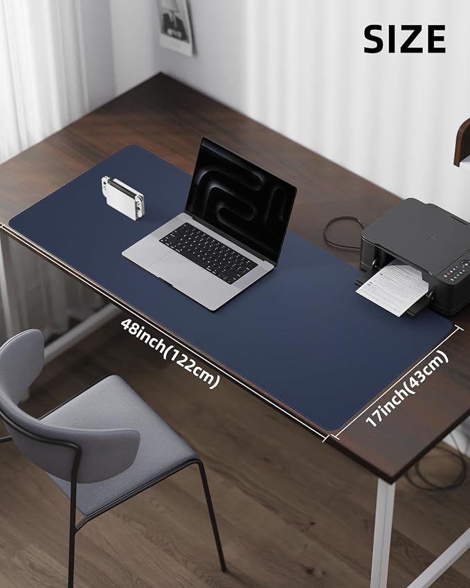 AFIING Leather Desk Pad Protector- 48" x 17" Office Desk Mat, Non-Slip PU - Image 5