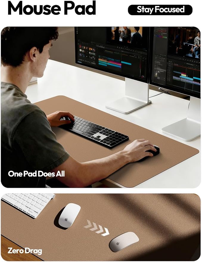 YSAGi Leather Desk Pad Protector, Office Desk Mat, Large Mouse Pad, Non-Slip PU - Image 5