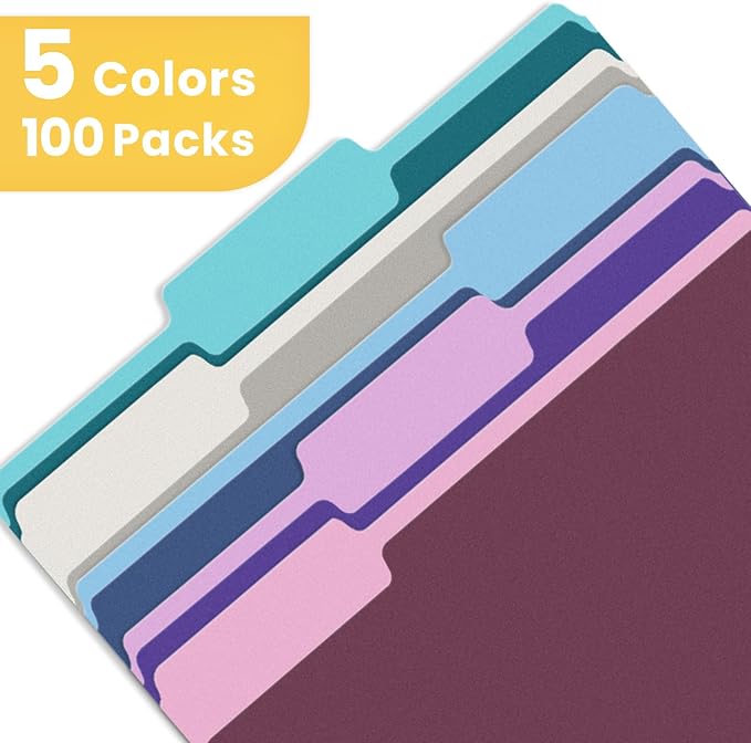 SUNEE File Folders Letter Size Vintage Colors, 100 Pack Manilla Folders 8.5 x - Image 4