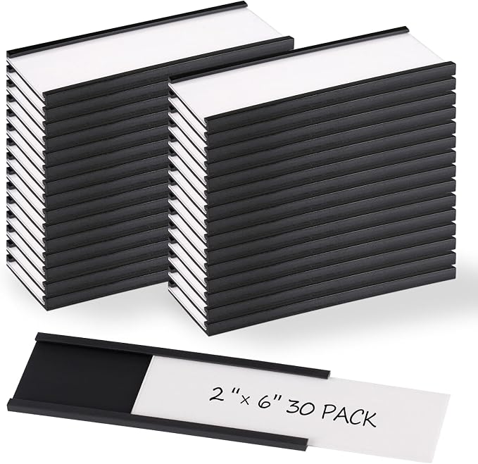 Realth C Channel Magnetic Label Holders 30 Pack 2" x 6" | Magnetic Strip by Realth