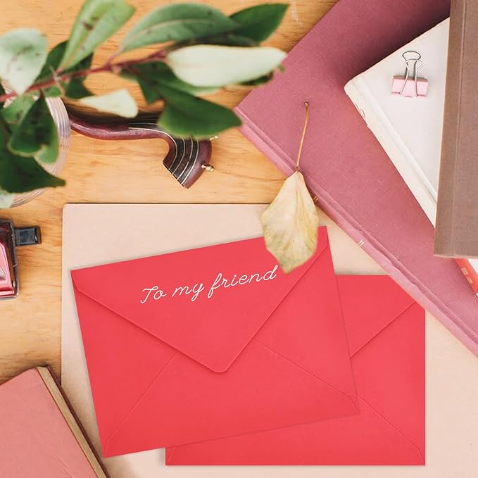 50 Pack Red A7 Envelopes, Christmas New Years Greeting Card Envelopes Self Seal - Image 2