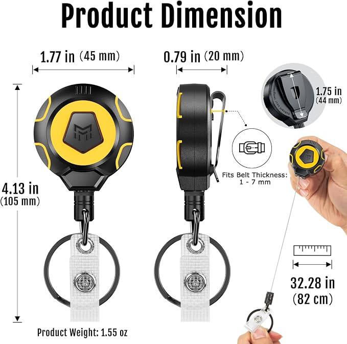 MNGARISTA Heavy Duty Retractable Badge Reel, 10 oz 31.5'' Keychain | heavy duty - Image 4