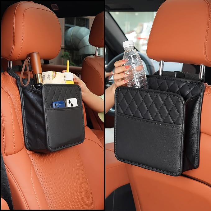 FrgKbTm Car Seat Back Hanging Bag Car Document Holder Multi-Pocket Bottle Bag - Image 2