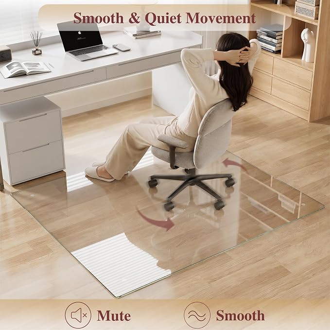 Office Chair Mat for Carpet，30"x48" Heavy Duty Tempered Glass Office Chair Mat - Image 4