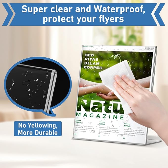Acrylic Sign Holder 4x6 Inches, 16 Pack Clear Plastic Table Flyer Display Stand - Image 3