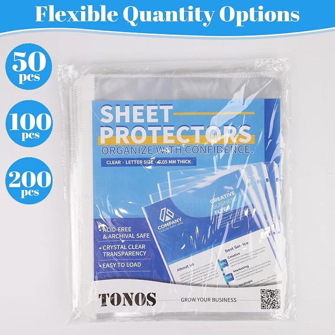 100 Pack Sheet Protectors for 3 Ring Binder - Image 9