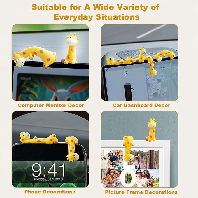 4 PCS Resin Giraffe Figurine Computer Monitor Decor, Cute Mini Goose Statues - Image 4