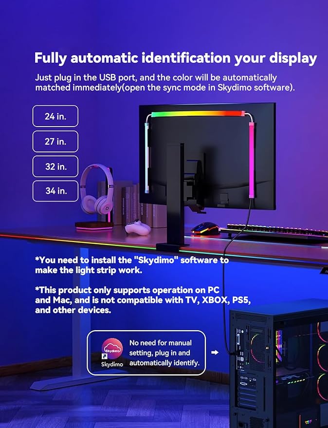 Monitor LED Backlights for PC & Mac, LED Strip Light Sync - Image 8