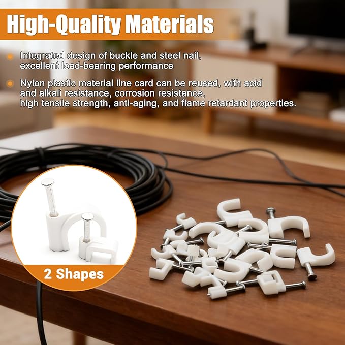 mankk 630PCS Cable Clips Nail in Cable Clips Wire Clips 4/5/6/8/10mm Round & - Image 5