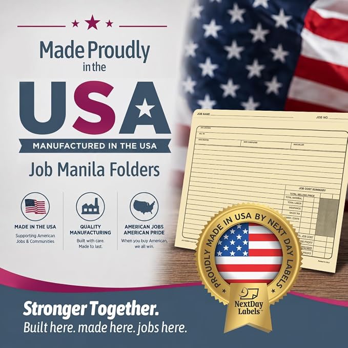 NextDayLabels - Classic Manila File Jacket 10” x 12” Job Folders – Heavy Duty - - Image 2