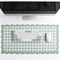 yuboo 31"×15.7" Scalloped Sage Green Gingham Washable Pastel Desk Mat Vintage by yuboohomedecorations