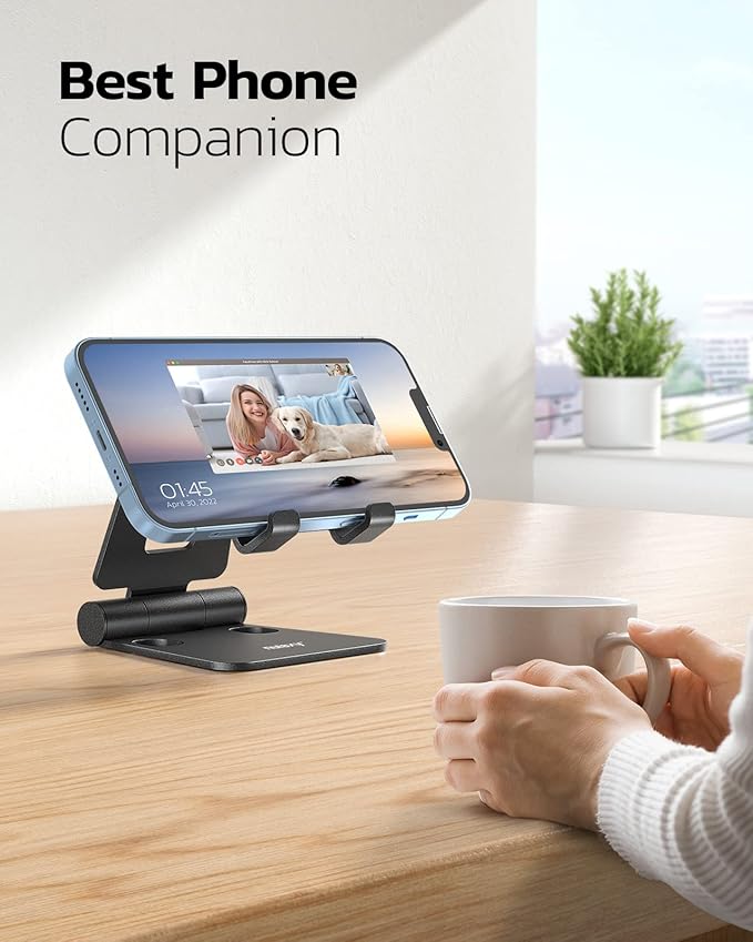 Nulaxy 2 Pack Dual Folding Cell Phone Stand, Fully Adjustable Foldable Desktop - Image 7