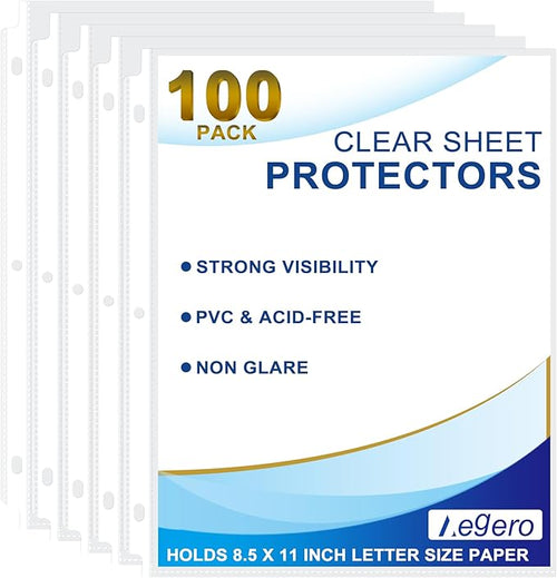 100 Pack Clear Sheet Protectors, 8.5 x 11 inch Page Protectors by Unknown