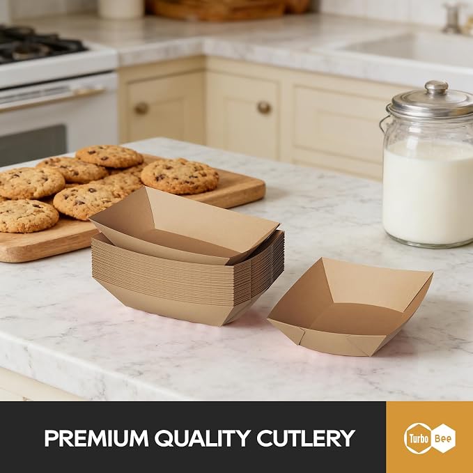 Disposable Paper Food Trays 2lb, 300 Pack Bulk Brown Paper Boats - Image 4