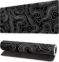 Topographic Contour Gaming Mouse Pad Black Large Mouse Pad by Siski