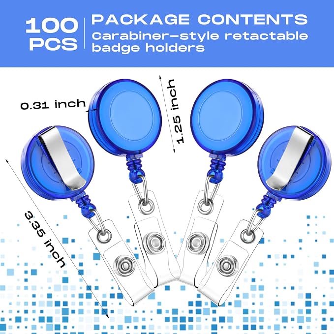 Zonon 100 Pcs Retractable Badge Reel Clips ID Card Holder Reel - Image 2