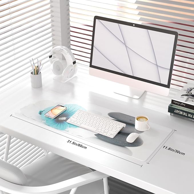 QiyI Desk Pad, Non-Slip PU Leather Desk Blotter Protector, Kids Floral Print - Image 2
