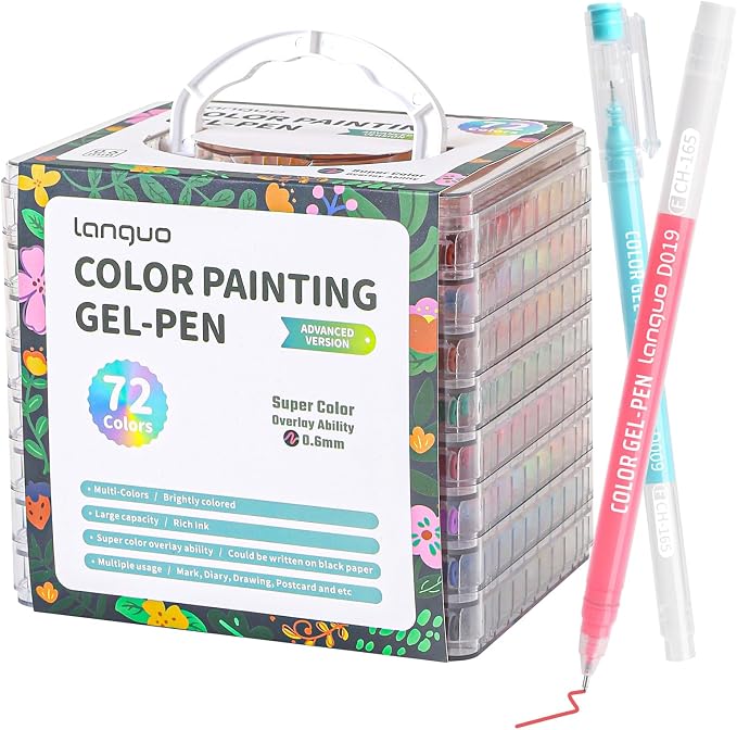 Gel Pens For Coloring, 72 Pack Colored Pens for Black Paper & White Paper by Joyask