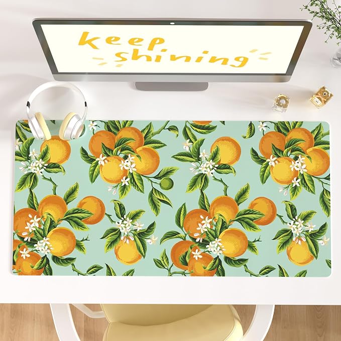 Colorful Star Large Mouse Pad, Watercolor Orange Desk Mat Office Supplies by ColorfulStar