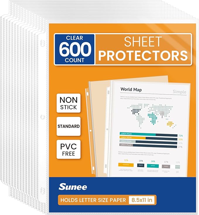 SUNEE Sheet Protectors 600 Packs by SUNEE
