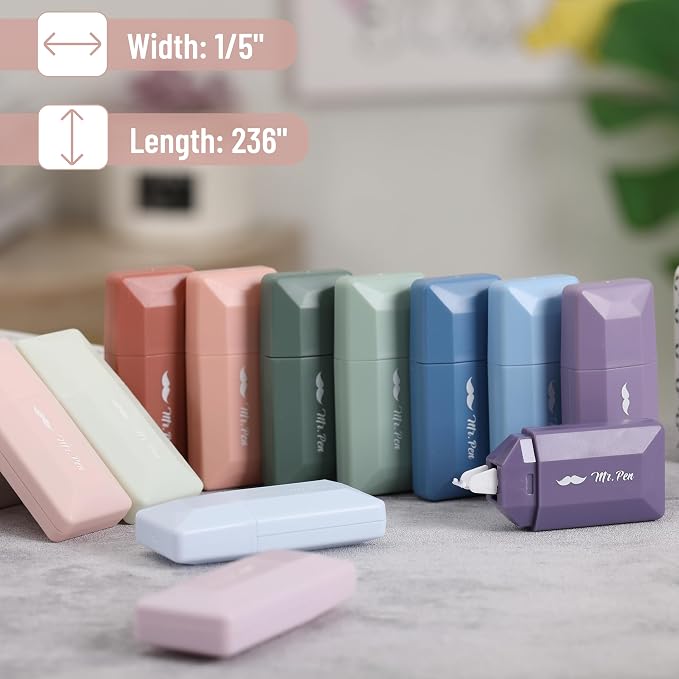 Mr. Pen- Correction Tape Bulk, 0.2" x 236", Pastel Colors | Cute Correction - Image 3