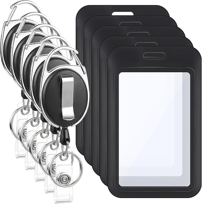 5 Pack Badge Holder Retractable Clip Heavy Duty Reels by BESARME