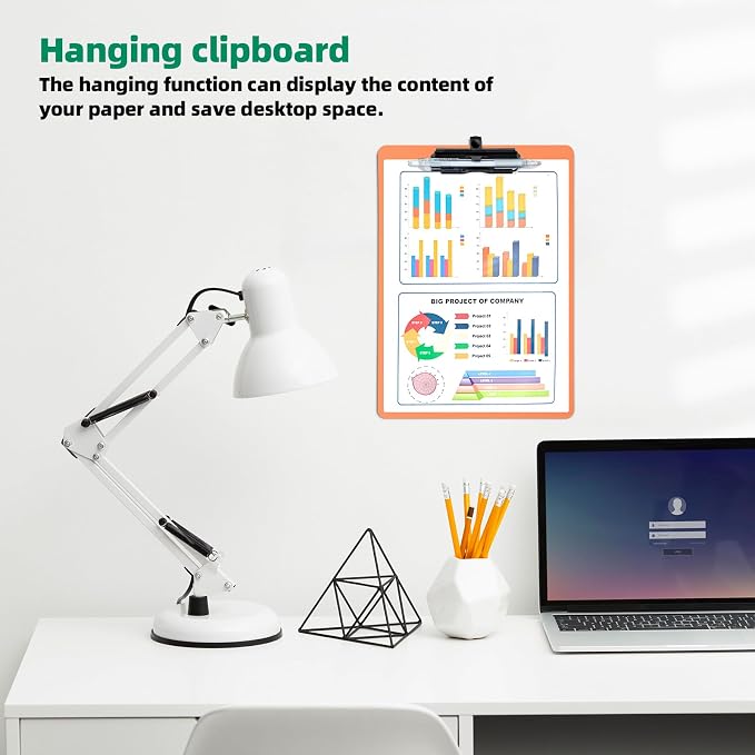 FRETONBA Orange Clipboard with Pen Holder, 2 Pack Plastic Clipboard with Low - Image 6