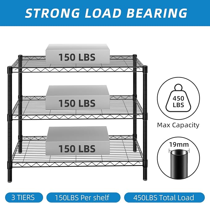 Guan River 3-Shelf Adjustable Metal Wire Shelving, Sturdy and Durable, Storage - Image 4