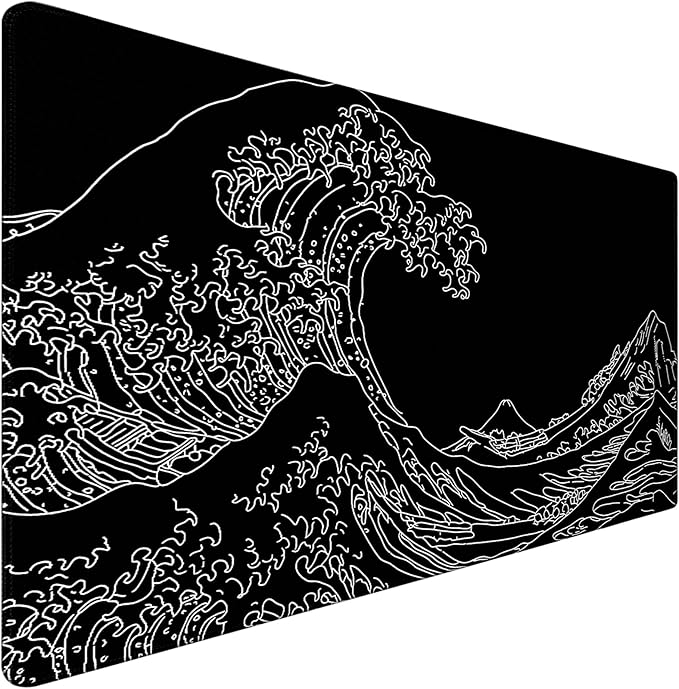 Japanese Sea Wave Mouse Pad for Gaming, Large Mouse Pad Extended Non-Slip by Jovlio
