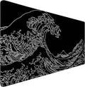 Japanese Sea Wave Mouse Pad for Gaming, Large Mouse Pad Extended Non-Slip by Jovlio