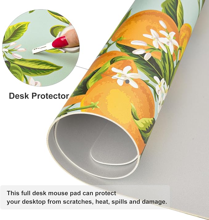 Colorful Star Large Mouse Pad, Watercolor Orange Desk Mat Office Supplies - Image 4