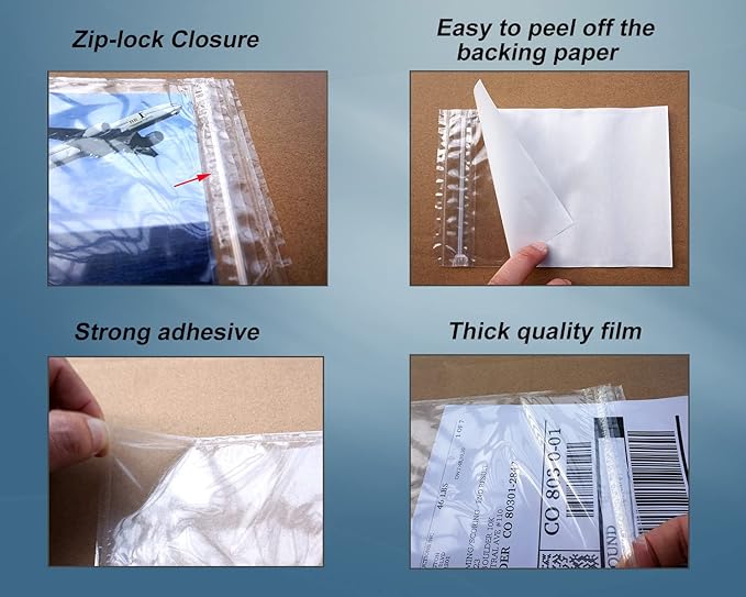 BEUYI Premium 6.7'' x 10'' Resealable Adhesive Shipping Label/documents Pouches - Image 3