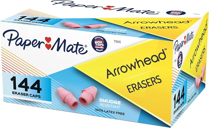 Paper Mate Arrowhead Pink Pearl Cap Erasers, Homeschool, Teacher Supplies - Image 4