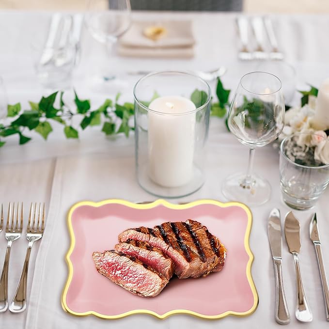 Havawish 24 Pcs 9" x 13" Pink Disposable Paper Serving Trays and Platters Food - Image 5