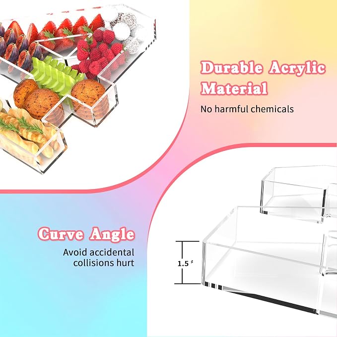 13.8" Acrylic Number Charcuterie Tray, Fillable Number Charcuterie Box - Image 3