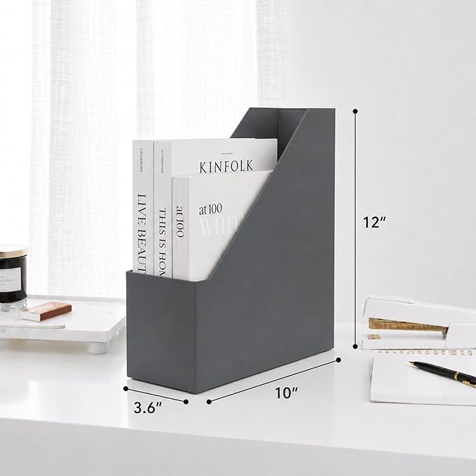 BLU MONACO | Set of 6 Foldable Grey Magazine File Holders - Image 8