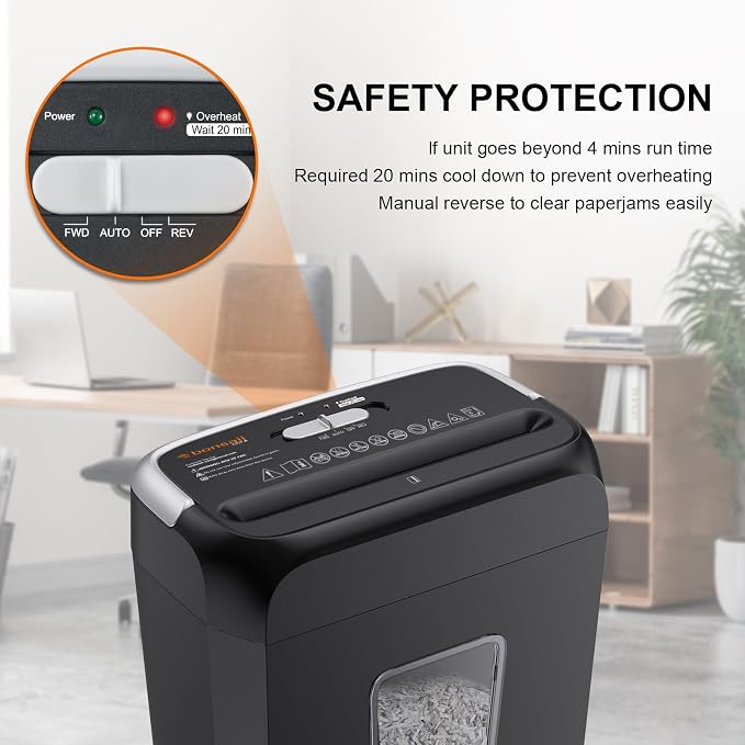Bonsaii Paper Shredder for Home Use, 3.4 Gal Wastebasket, 6 Sheet Crosscut - Image 4