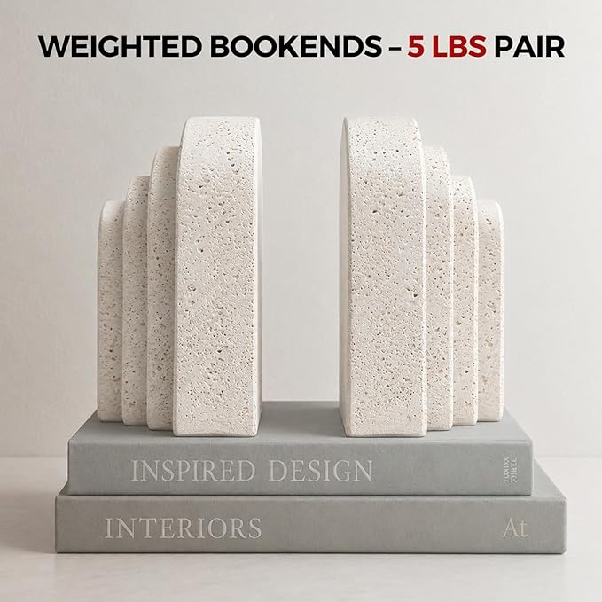 Heavy Duty Book Ends for Shelves, Decorative Book Stopper for Shelves, Resin - Image 4