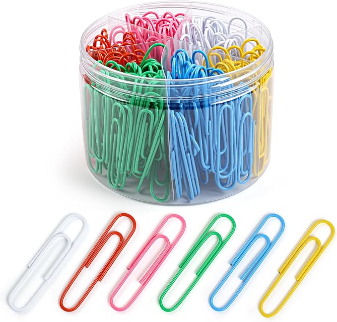320 Pcs Large Paper Clips, 2 Inch Jumbo Paper Clips, Colorful Coated Paperclips by Unknown