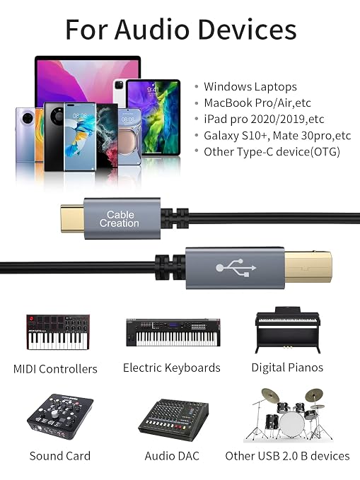 CableCreation USB B to USB C Printer Cable 3.3FT, USB-C to USB B Printer Cord - Image 4