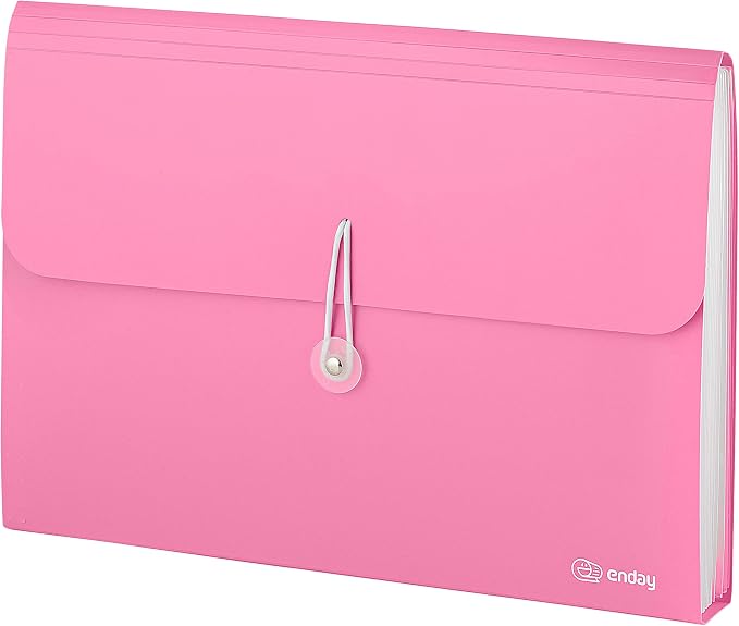 Accordion File Organizer Pink, 7 Pocket Expanding File and Cover Folder by Enday