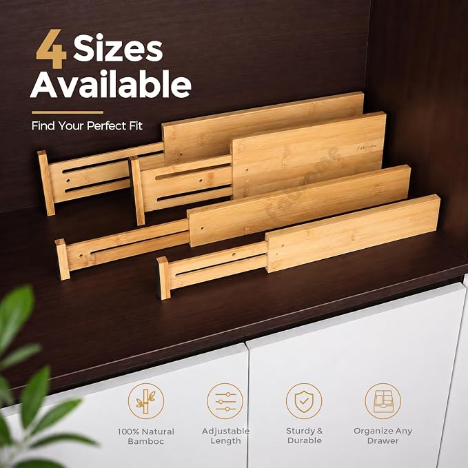 Fabsome Dresser Drawer Organizers 6 Pack, 4.65'' High Adjustable from 17-22‘’ - Image 7