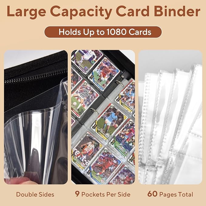 Baseball Card Binder 9 Pocket, 1080 Pockets Trading Card Binder - Image 4