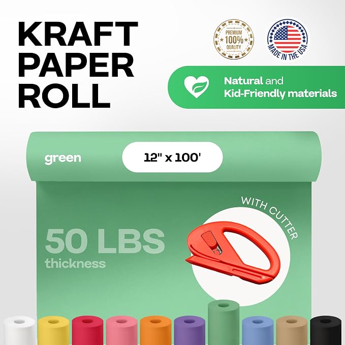 Christmas Green Kraft Paper Roll 12" x 1200" - Image 2