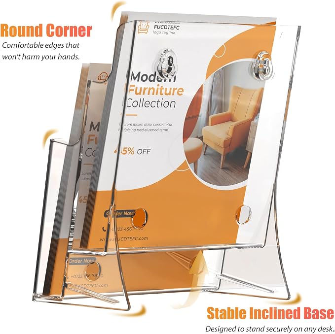 FUCDTEFC Acrylic Brochure Holder 8.5x11 & 4 x9 Inches, Pamphlet Flyer Holder - Image 4
