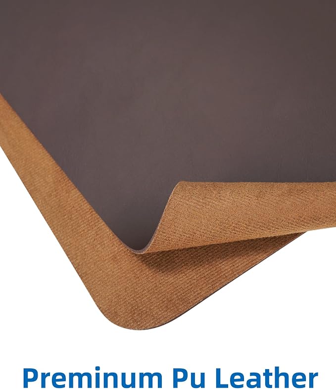 AFIING Leather Desk Pad Protector, Mouse Pad, Office Desk Mat, Non-Slip PU - Image 2