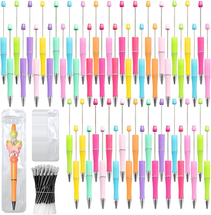 150 Pieces DIY Beadable Pen Kit – 50 Plastic Ballpoint Pens by DASTTUIS