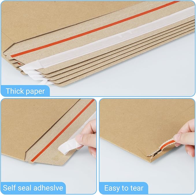 zmybcpack 50 Pack Rigid Mailers 9.5x12.5 inch, Self Seal Photo Document Mailers - Image 3