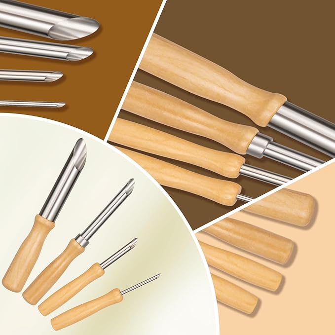 Amrules Clay Tools Kit, Wooden Handle and Stainless Steel Sculpting Tools Kit - Image 4